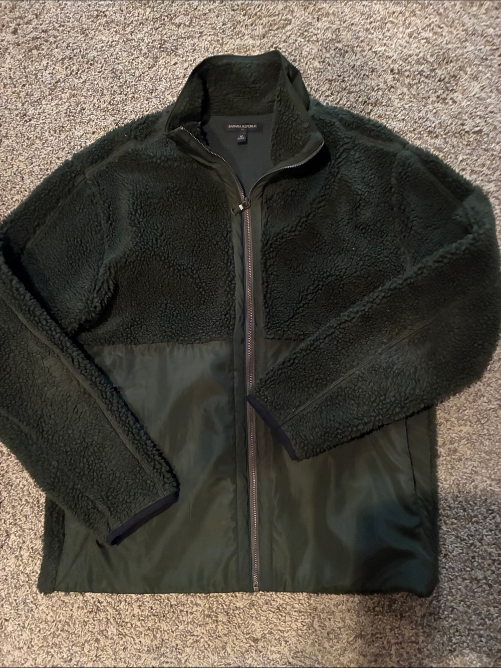Banana Republic Men’s Dark Green Sherpa Shirt Jacket